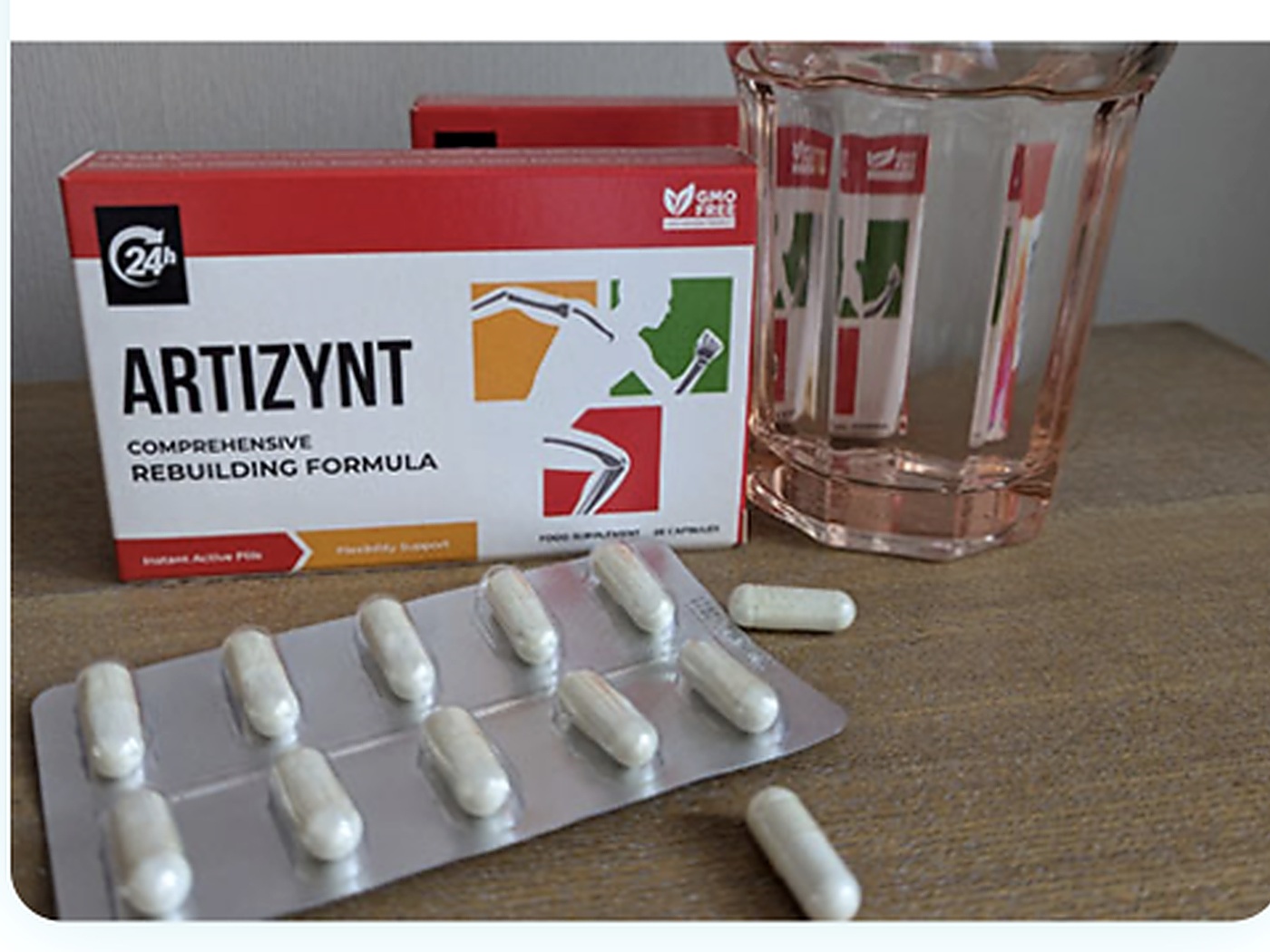 ARTIZYNT mit Glas Wasser